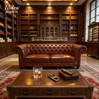 Sofá Chesterfield de Cuero Genuino Color Vino Tinto de Lujo, Clásico, con Brazos Enrollados y Tapizado, de 3 Plazas, con Esponja de Lujo Antigua para Sala de Estar o Club
