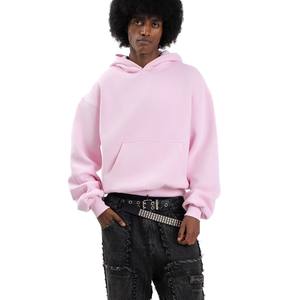 Street Style Winter Pink Pullover Hoodie Transpirable Heavyweight 100% Cotton Fleece Oversized Custom Logo OEM Disponible Pocket - Product Image 1