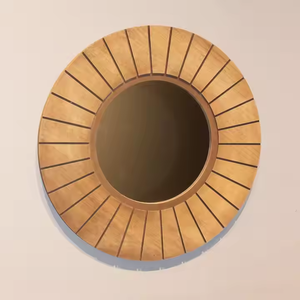 Azora Industries Miroir mural en bois de forme ronde Offre Spéciale fait à la main Miroir décoratif mural au design moderne et antique - Product Image 1