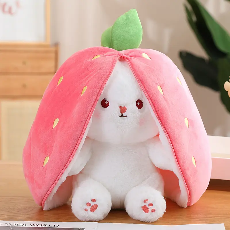 Creative Carrot Strawberry Transformed Into Rabbit Fruit Stuffed Rabbit Animal Plush Toys Bunny Rabbit Doll