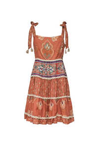 Minivestidos estampados de fabricación india vestido de cuello cuadrado sin mangas bohemio de verano - Product Image 2