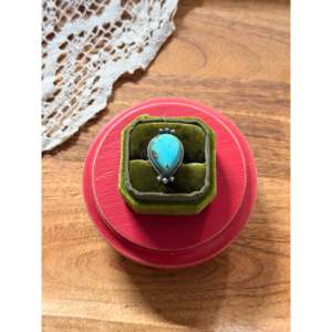 Scott Skeets Fine <b>Boho</b> Jewelry Kingman Turquoise & Sterling <b>Silver</b> <b>Ring</b> Vermeil Plating Size 6.25 Smooth Cut Stone Everyday Wear - Product Image 1
