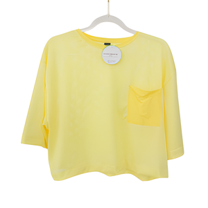 Camiseta básica holgada para mujer, material de spandex y nailon ligero ecológico con capa exterior de malla para uso informal o deportivo - Product Image 1