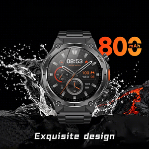 Montre connectée sportive AGM Mobile AK82, écran rond de 1,8 pouce, étanche IP68, tracker de fitness avec lampe torche pour hommes - Product Image 3