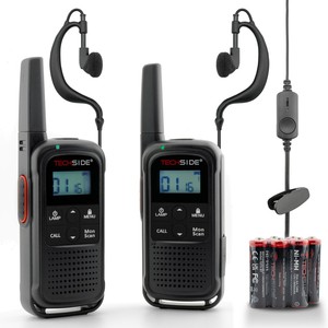 Radio de seguridad para portero con auriculares, PMR446 sin licencia 16 canales, recargable con pilas AA de 1800mAh, VOX - Product Image 1