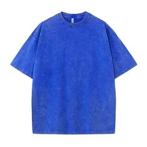 OEM logo personnalisé broderie imprimé design 240G lavé en détresse pur coton T-shirt hommes à manches courtes transfrontalier T-shirt - Product Image 4