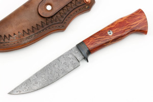 Couteau Bowie d'extérieur personnalisable DIY avec lame San Mai Damas manche en bois fait main et couverture en cuir de qualité OEM - Product Image 5