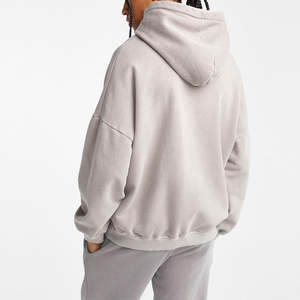 Sudadera con capucha de algodón pesado para hombre personalizada estilo lavado con ácido de ajuste holgado para Otoño/Invierno ropa de calle cuello con capucha - Product Image 6