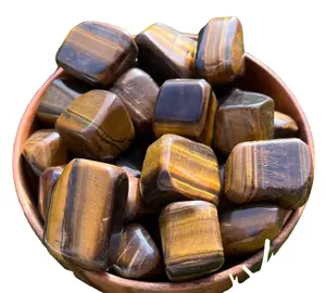 High Quality Tiger's Eye Cube Tumble Stones Smooth Polished Semi-Precious Crystals Grid Reiki Work Bulk Bag Cute Cube Carved