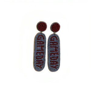 Gimeldy Beaded Drop <b>Earrings</b> <b>Red</b> Black Letter Design Women's Trendy Jewelry - Product Image 2