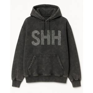Sweat à capuche zippé intégral pour homme, coupe oversize, délavé à l'acide, avec logo personnalisé OEM, broderie de strass découpée, vente en gros, collection hiver - Product Image 1