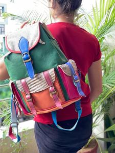 Sac à dos en cuir recyclé avec imprimé Animal, sac à dos en cuir pleine couleur - Product Image 2