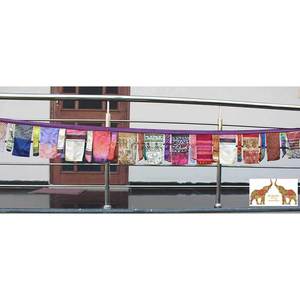 Handmade Multicolour Indian Vintage Recycled Sari Saree Large Flag Bunting Garlands for Party Outhouse-Mango Wedding <b>Banners</b> - Product Image 1