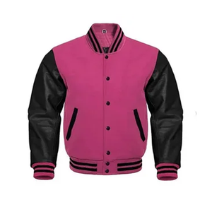 Wholesale Custom Men's Vintage Casual Stand Collar Front Genuine Leather Shell Wool Liner Breathable Winter Letterman <b>Jackets</b> - Product Image 4