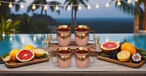 <b>Set</b> of 4 Copper <b>Mug</b> Cups with Unique Brass Handle for Healthy Drinks with Stylish Design - Product Image 5