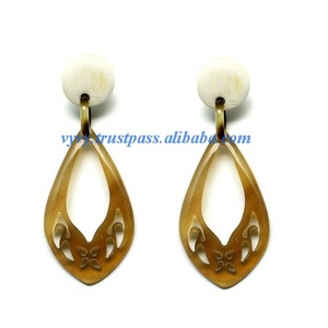 Vietnam Trendy <b>Clip</b>-<b>On</b> Water Buffalo Horn <b>Earrings</b> Natural Fashion for Wedding Parties or Gifts VE229 - Product Image 1