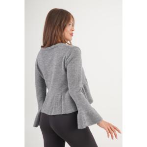 Cardigan gris pour femme avec détail volanté à nouer sur le devant – Vente en gros - Product Image 3