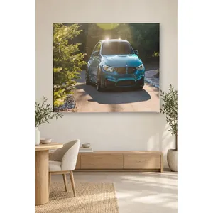 Impression sur toile Fida Turquoise BMW M3 sur route forestière - Product Image 4