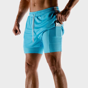 Pantalones cortos 2 en 1 con bolsillo para hombre, con logotipo diseño personalizado, esenciales para entrenamiento, venta al por mayor - Product Image 5