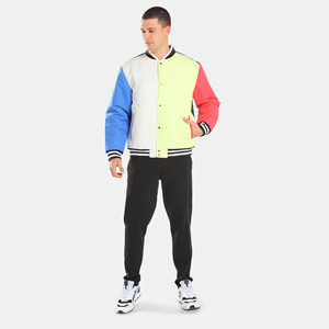 New Men's 100% Cotton Winter Jacket <b>Button</b> Down Collar with Ribbed Varsity Design Letterman Baseball College Bomber - Product Image 5