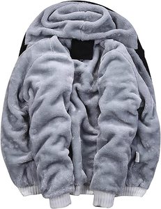 Sudadera con capucha de piel sintética para hombre, Logo personalizado y colores, cremallera pesada, Invierno - Product Image 2
