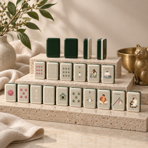 Jeu <span class=keywords><strong>de</strong></span> Mahjong Américain pour Chat, 160 Tuiles 25x36mm en Acrylique, Motif Boule <span class=keywords><strong>de</strong></span> Fil et Arête <span class=keywords><strong>de</strong></span> Poisson, Idéal pour les Amoureux des Chats, Cadeau pour les Soirées - Product Image 2