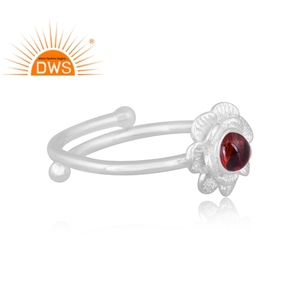 Best Selling Fine Sterling <b>Silver</b> Natural <b>Garnet</b> Gemstone Floral Design Stackable <b>Ring</b> Jewelry Manufacturer - Product Image 3