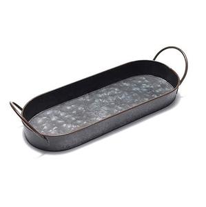 Luxury Handmade <b>Round</b> Galvanized Metal <b>Serving</b> <b>Tray</b> with Handles Best Quality Home Kitchenware Food <b>Tray</b> - Product Image 3