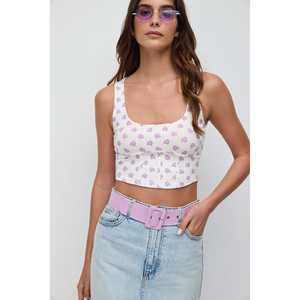 Blusa Casual Elegante con Cuello Redondo, Detalle de Corsé y Diseño de Manga Corta, 95% Algodón - Product Image 2