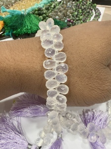 <b>Natural</b> Ice Quartz Faceted Briolette Teardrops 8-Inch Strand Loose Cushion Cut Gemstones 5 to 7mm Approx <b>Crystal</b> Beads - Product Image 6