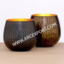 Ensemble de 2 bougeoirs ronds noirs à l'intérieur du bol de lumière de thé en cuivre poli Simple Design moderne décoration bougeoir bols - Product Image 2