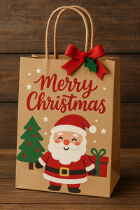 Bolsa de compras de papel Kraft para comida para llevar, regalo ecológico de lujo clásico plegable, asas de cinta con logotipo personalizado reciclables - Product Image 6