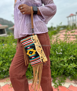 Nueva Manta con sillín de estilo occidental, bolsos de cuero con herramientas, bolsos cruzados de cuero azteca de alta calidad, bolsos multicolores Vintage - Product Image 3