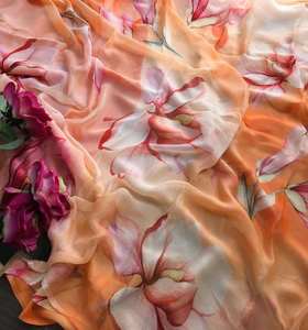 ชุดผ้าแพรจีออร์เจียแบบอินเดียที่สง่างามลายพิมพ์และขอบลูกไม้ไข่มุก6สีสำหรับปาร์ตี้ฤดูหนาวที่สวยงามมีให้เลือก - Product Image 5