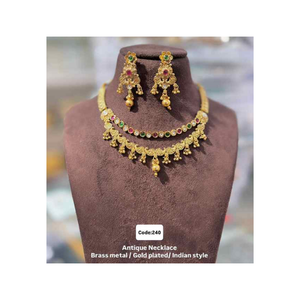 Traditional Indian Antique <b>Jewelry</b> <b>Set</b> with Earrings Heavy Finish Ideal <b>for</b> <b>Brides</b> Parties and Grand Festive Functions - Product Image 1