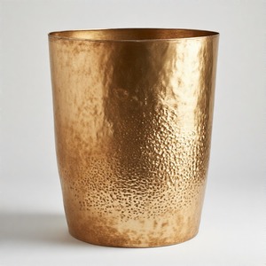 Maceta brillante con acabado de martillo completo con brillo real diseñada en aluminio fundido para un estilo interior o contemporáneo - Product Image 5