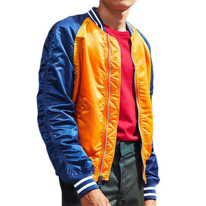 Blouson aviateur pour homme en polyester 100% de haute qualité pour les universités de sororité col montant et manches bleues pour l'hiver - Product Image 2