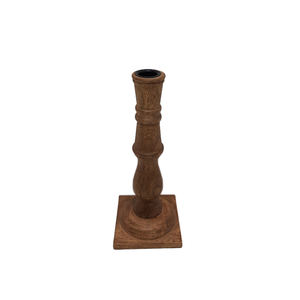 Bougeoir conique en bois de conception fantaisie marron fini pour la maison mariage noël éclairage de table décor à la main en vrac - Product Image 1