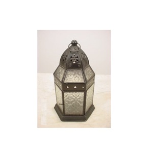 Moroccan Finished Black Iron Lantern with Glass Decorative Candle Holder Hanging Lantern For Outdoor Indoor Home Garden Decor - Product Image 1
