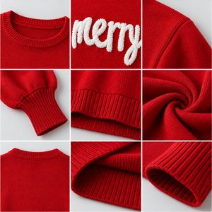 Maglione Natalizio da Donna Pronto per la Spedizione, Basso MOQ, Qualità Conveniente, Pullover Lavorato a Maglia con Scritta 'Merry', Vendita all'Ingrosso <span class=keywords><strong>Black</strong></span> <span class=keywords><strong>Friday</strong></span> - Product Image 5