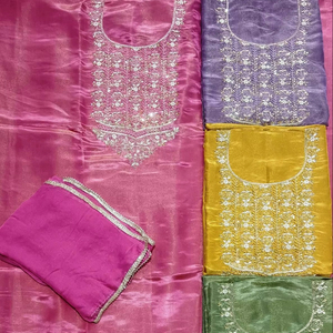 Designer moderne non cousu brodé à la main beau costume en soie pour femmes cher style traditionnel indien à la mode pour - Product Image 1