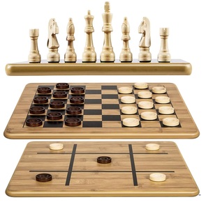 Beau jeu de tic-tac-toe en bois pour garçons, table de jeu et jeu de société classique, bois massif de qualité supérieure, 100 pièces - Product Image 3