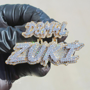 Pendentif Lettre Personnalisé en Moissanite VVS, Argent Sterling 925, Bijoux Hip Hop de Luxe, Initiales Bicolores, Plaqué Rhodium/Or pour Homme - Product Image 3