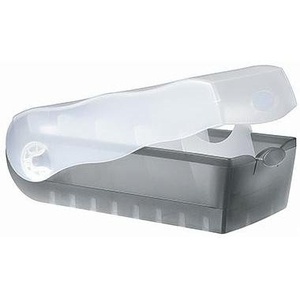 HAN CROCO Caja para Tarjetas de Índice DIN A7 Horizontal de 12.1 x 8.5 x 24.6 cm, 900 Tarjetas y 5 Placas de Soporte, Polipropileno Gris Translúcido - Product Image 1