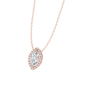 Collier pendentif en argent sterling plaqué or 14,4 mm avec pierre précieuse en zircone cubique taille marquise, 21 pierres, largeur 8,0 mm - Product Image 6