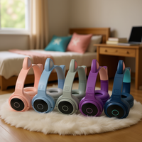 Headphone Cascos Cat XY-203 Over-Ear Desain Telinga Kucing untuk Anak-Anak dan Remaja, Nirkabel 5.0, Driver Dinamis, Latensi Rendah, Kontrol Sentuh, LED