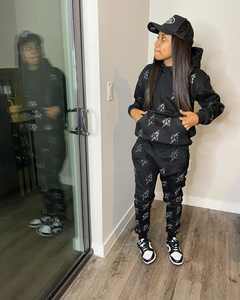 Personalizado 100% algodón polar Jogging Track Sweat Suit Pantalones de chándal Sudadera con capucha Conjunto con logotipo Unisex Mujeres Jogger Sweatsuit Chándal - Product Image 2