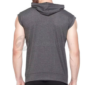 Nueva llegada mezclado de algodón sin mangas gimnasio sudaderas con capucha parches personalizados gran oferta último estilo hombres sin mangas gimnasio sudaderas con capucha - Product Image 3