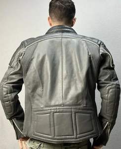 Chaqueta de cuero de motorista gris desgastada Grunge - Product Image 2