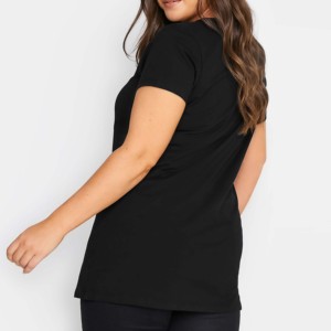Grande taille respirant femme t-shirts en couleur verte goutte épaule O cou coton fait demi-manches Street Wear chemises - Product Image 5